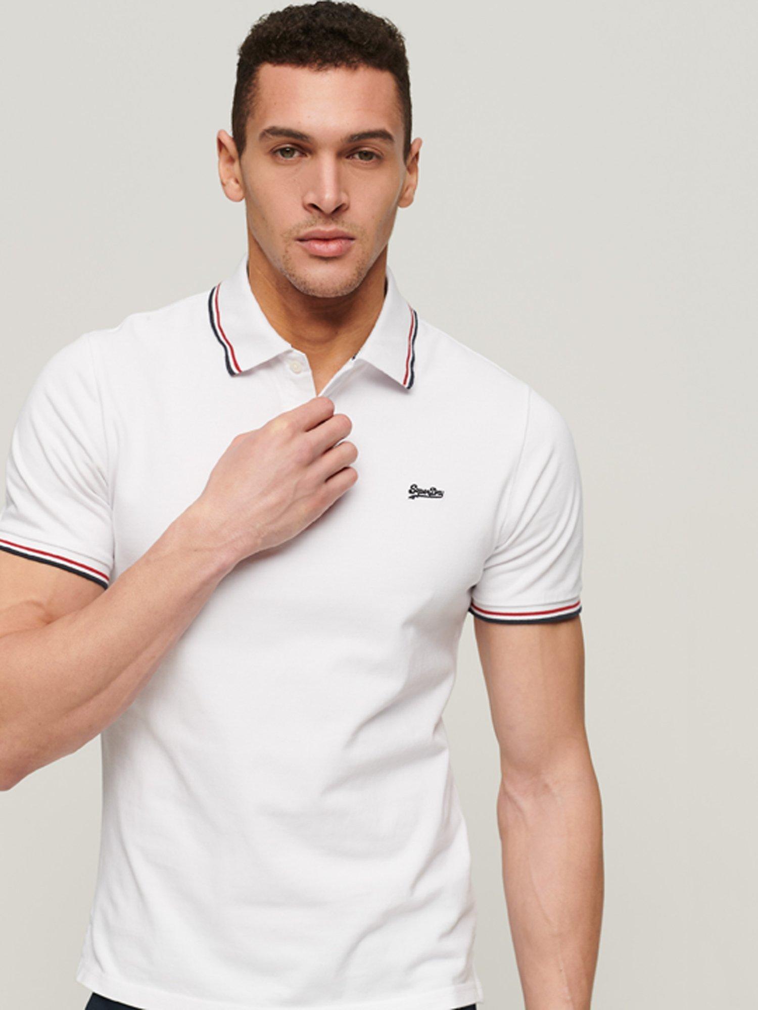 Superdry Short Sleeve Tipped Polo Shirt, Optic/Red