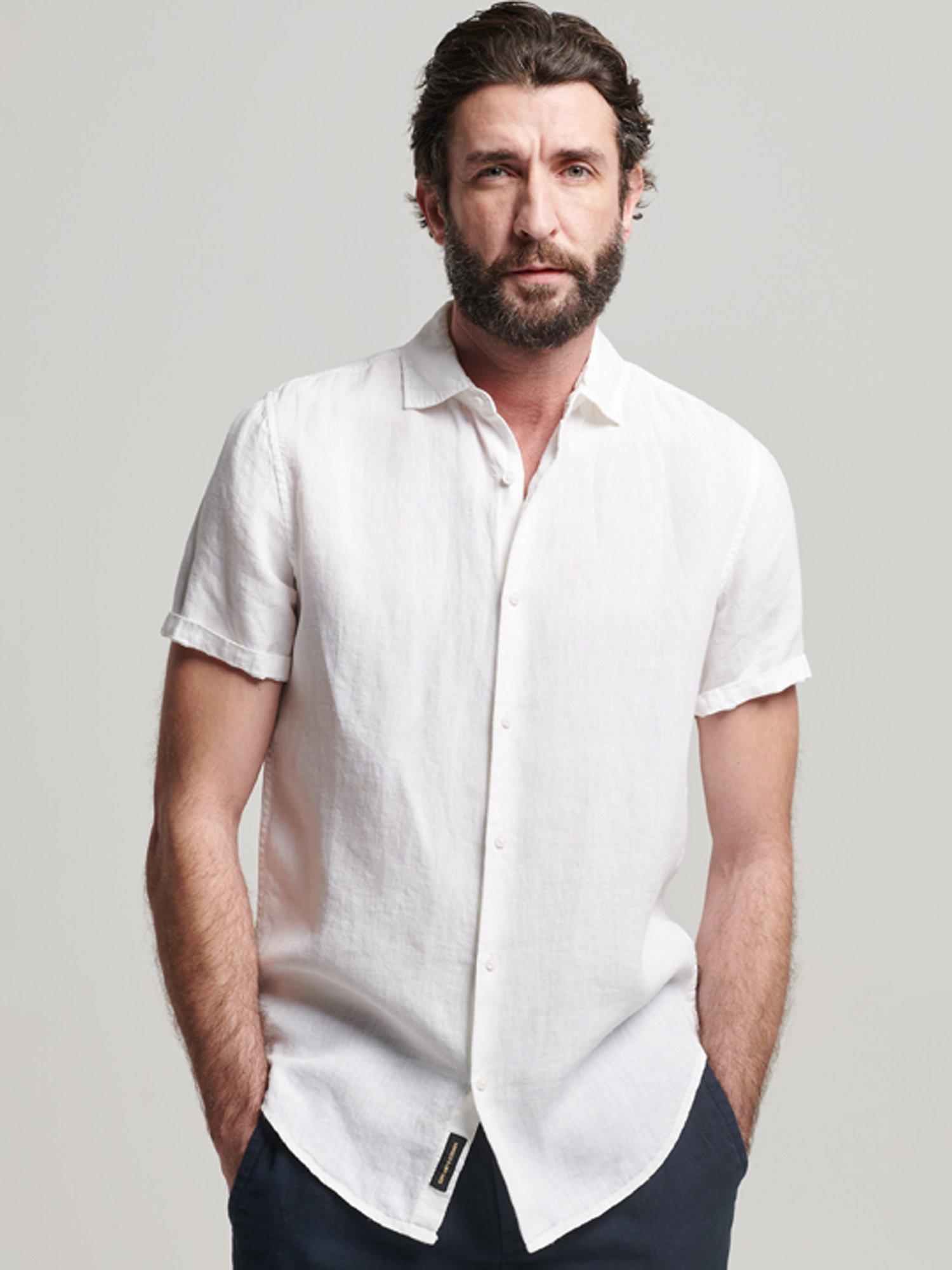 Superdry Studios Casual Short Sleeve Linen Shirt, Optic