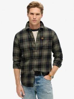Superdry Organic Cotton Long Sleeve Lumberjack Shirt, Drayton Check Black