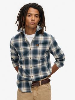 Superdry Organic Cotton Long Sleeve Lumberjack Shirt, Cedar Check Navy