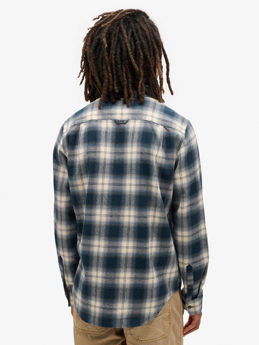 Product image 6 of 6, which shows Superdry Organic Cotton Long Sleeve Lumberjack Shirt, Cedar Check Navy, S