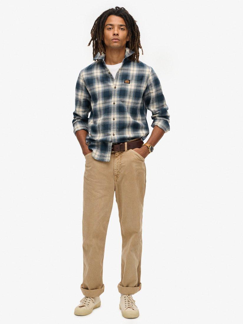 Product image 2 of 6, which shows Superdry Organic Cotton Long Sleeve Lumberjack Shirt, Cedar Check Navy, S