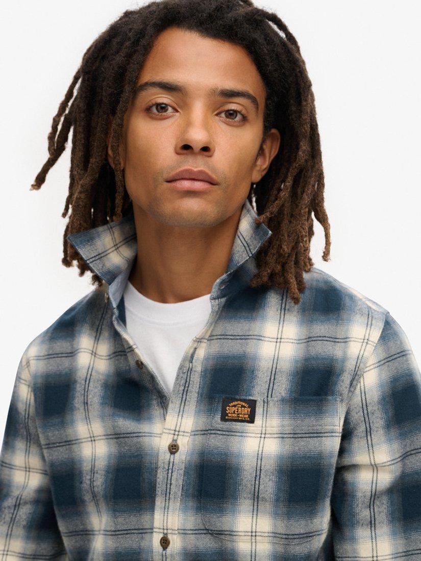 Product image 3 of 6, which shows Superdry Organic Cotton Long Sleeve Lumberjack Shirt, Cedar Check Navy, S