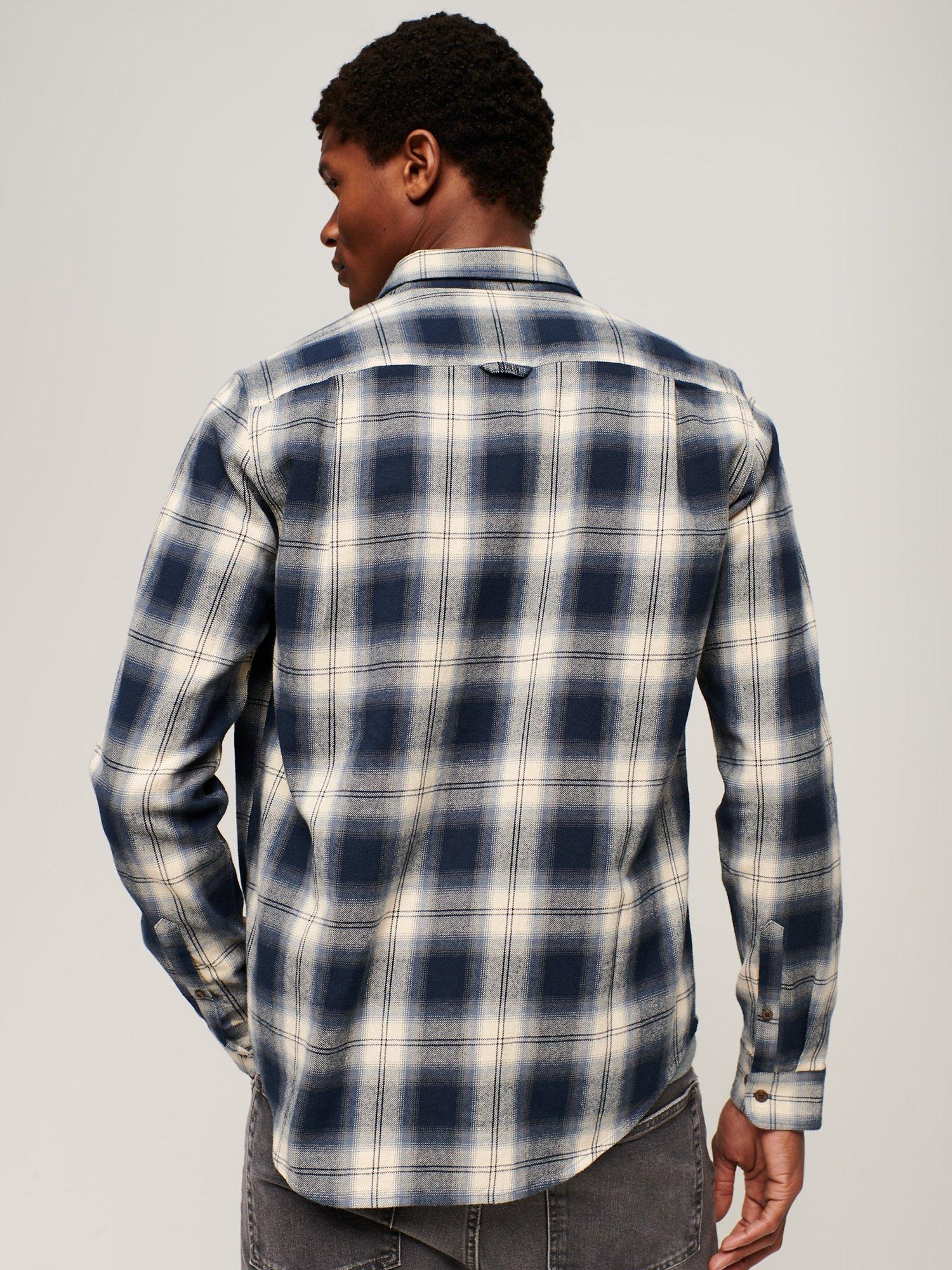 Product image 4 of 6, which shows Superdry Organic Cotton Long Sleeve Lumberjack Shirt, Cedar Check Navy, S