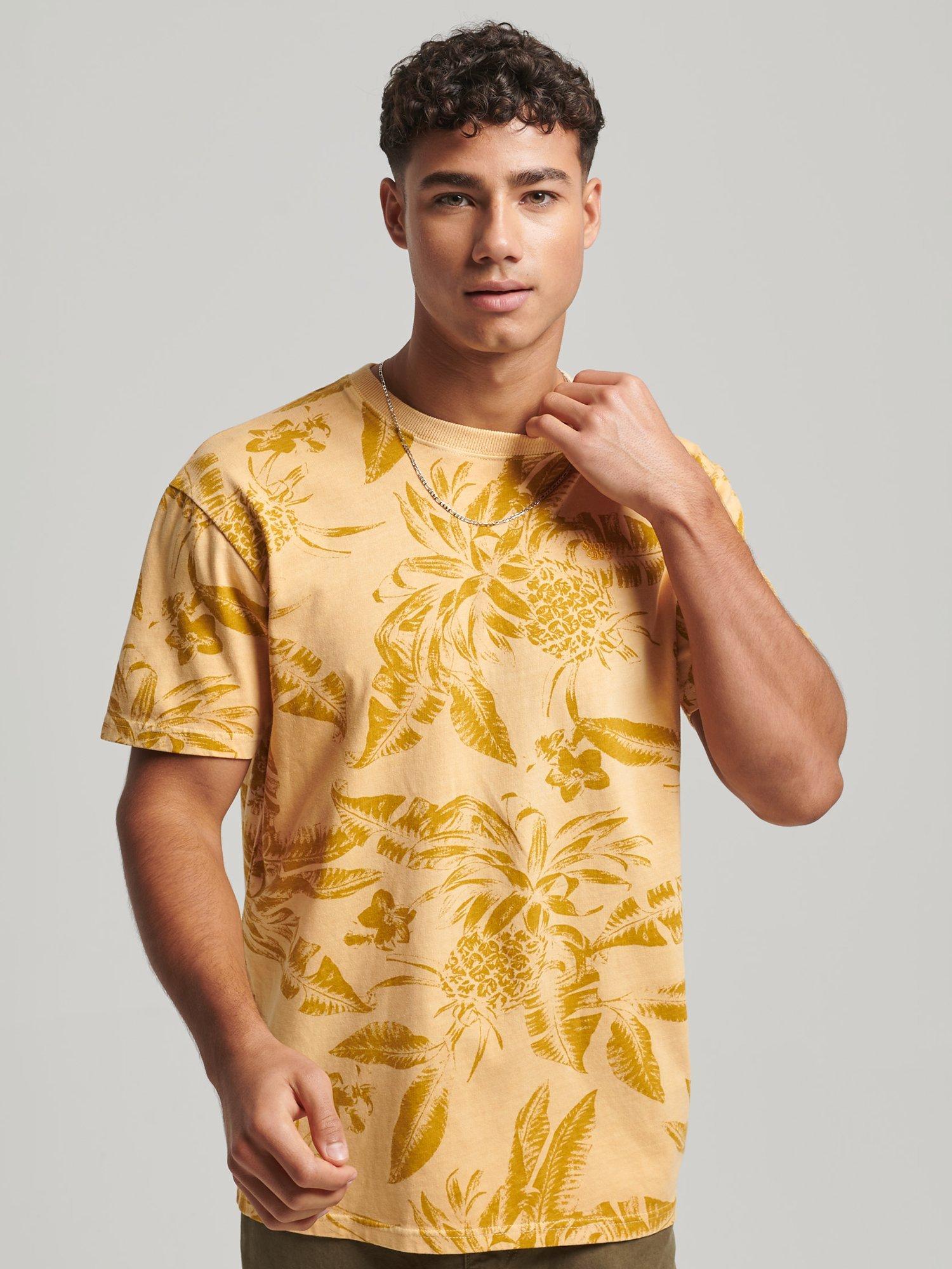 Superdry Overdyed Printed T-Shirt, Golden Yellow