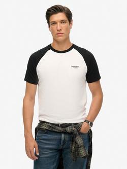 Superdry Organic Cotton Essential Logo Baseball T-Shirt, Optic/Black