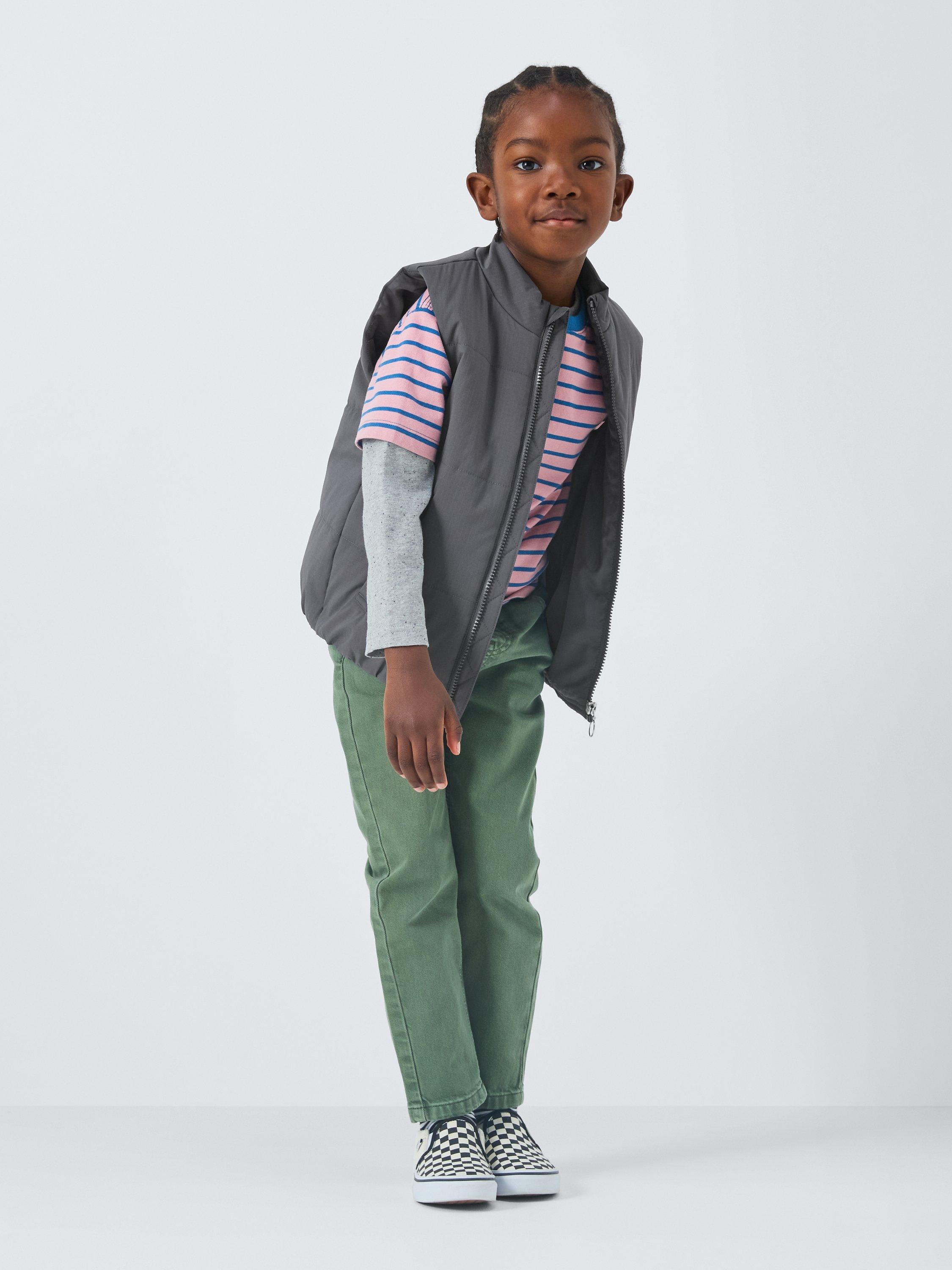 John Lewis Kids' Quilted Shower Resistant Ripstop Gilet, Charcoal
