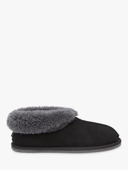 Celtic & Co. Men's Sheepskin Bootee Slippers, Black/Grey