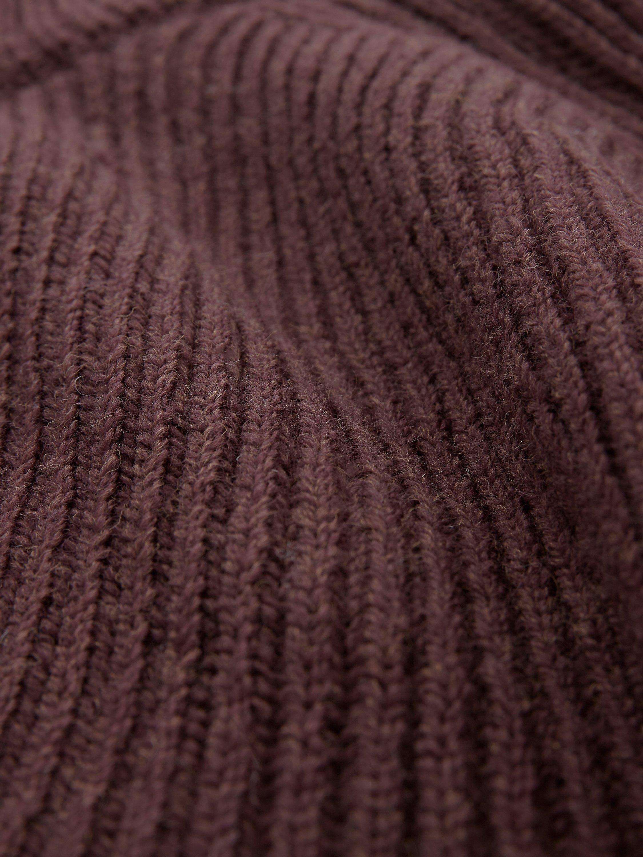 Product image 6 of 9, which shows Celtic & Co. Ribbed Zip Merino Wool Cardigan, Merlot, S