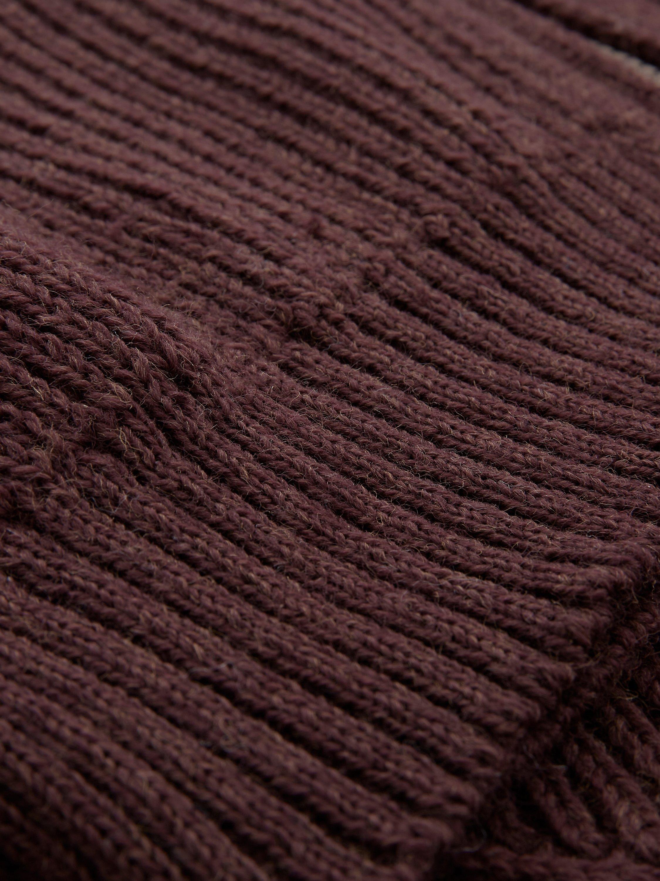 Product image 9 of 9, which shows Celtic & Co. Ribbed Zip Merino Wool Cardigan, Merlot, S