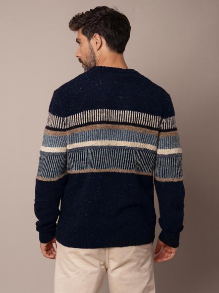 Celtic & Co. Statement Donegal Jumper, Navy/Multi - view 2, Navy/Multi