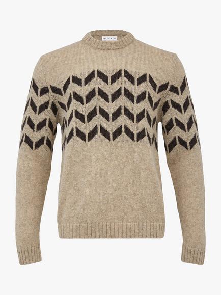 Celtic & Co. Shetland Chevron Jumper, Camel - view 2, Camel