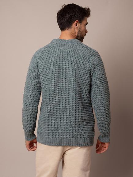 Celtic & Co. Waffle Stitch Crew Neck Wool Jumper - view 2, Skylight