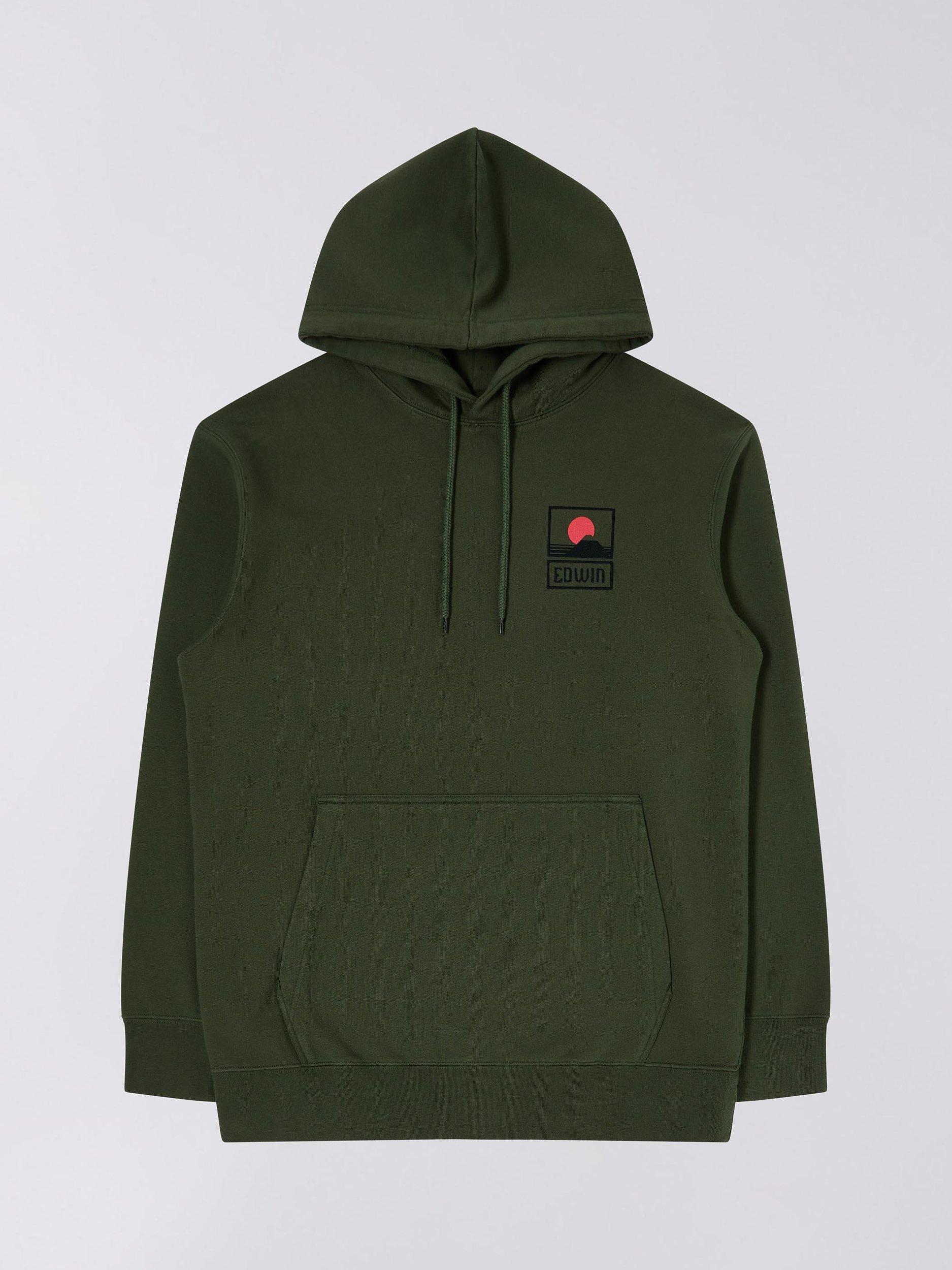 Edwin Sunset Mt Fuji Hoodie, Green