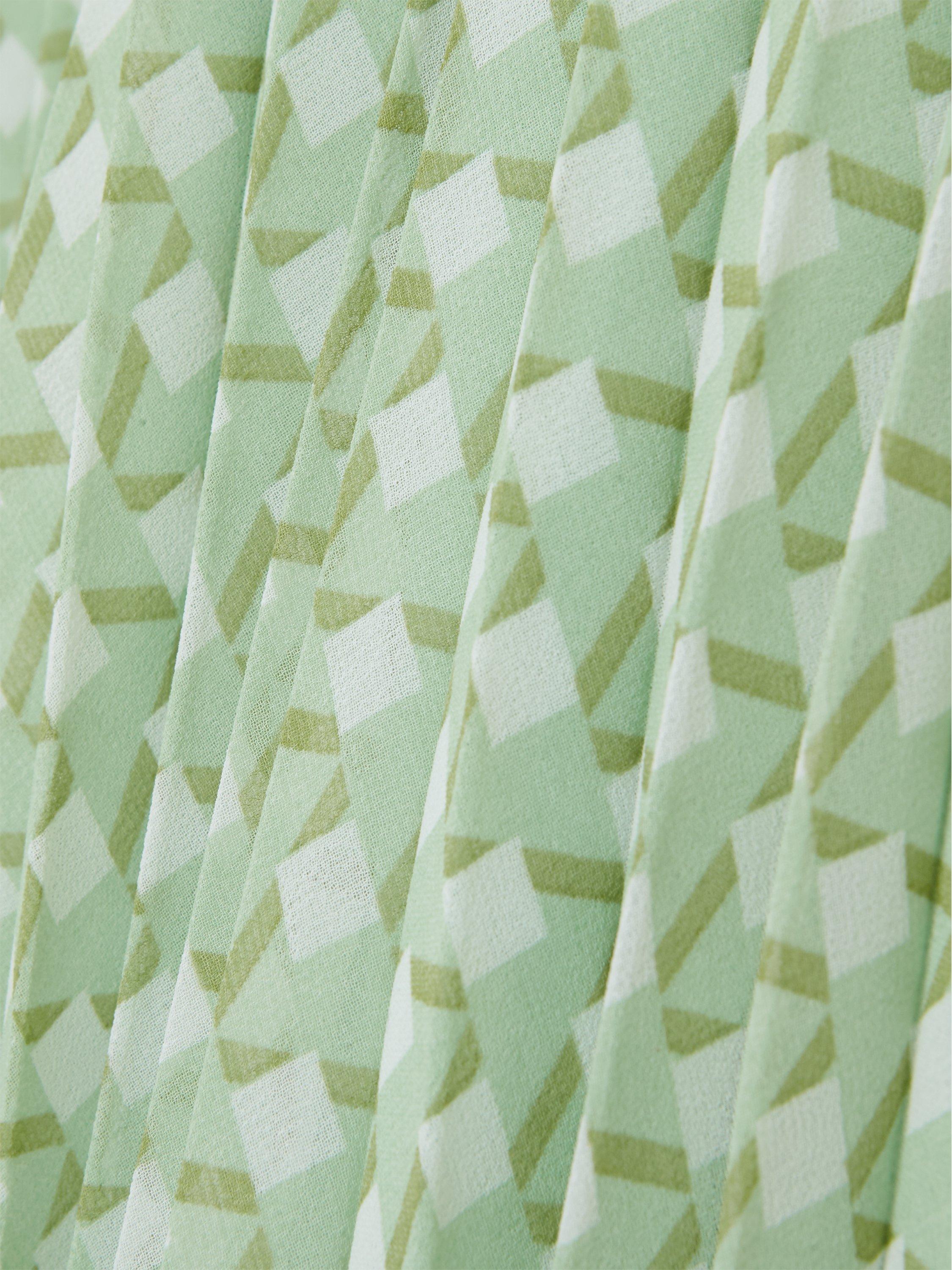 Hobbs Salma Geometric Print Pleated Dress, Green/Multi, 14