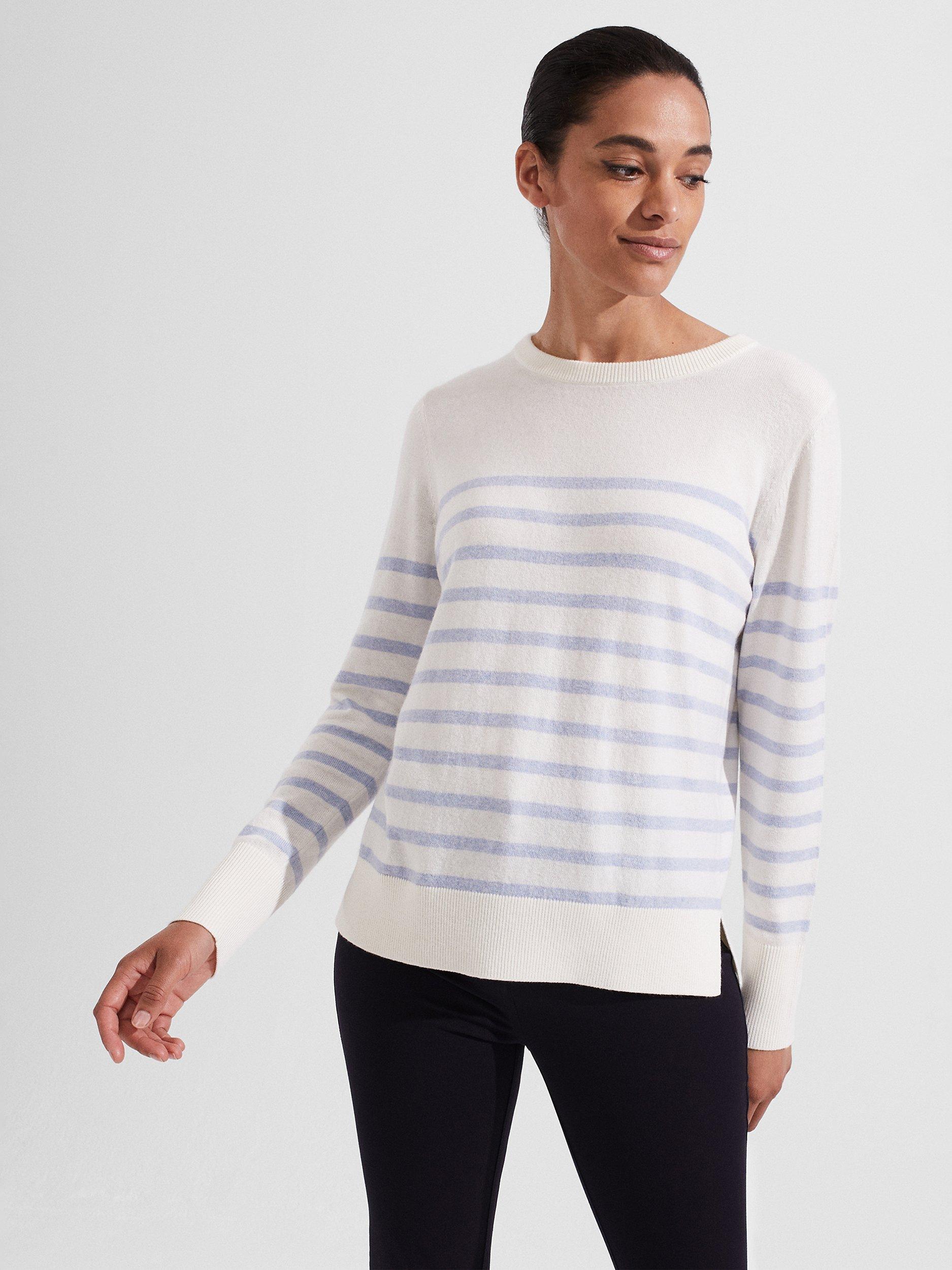 Hobbs Willa Stripe Jumper Ivory Blue