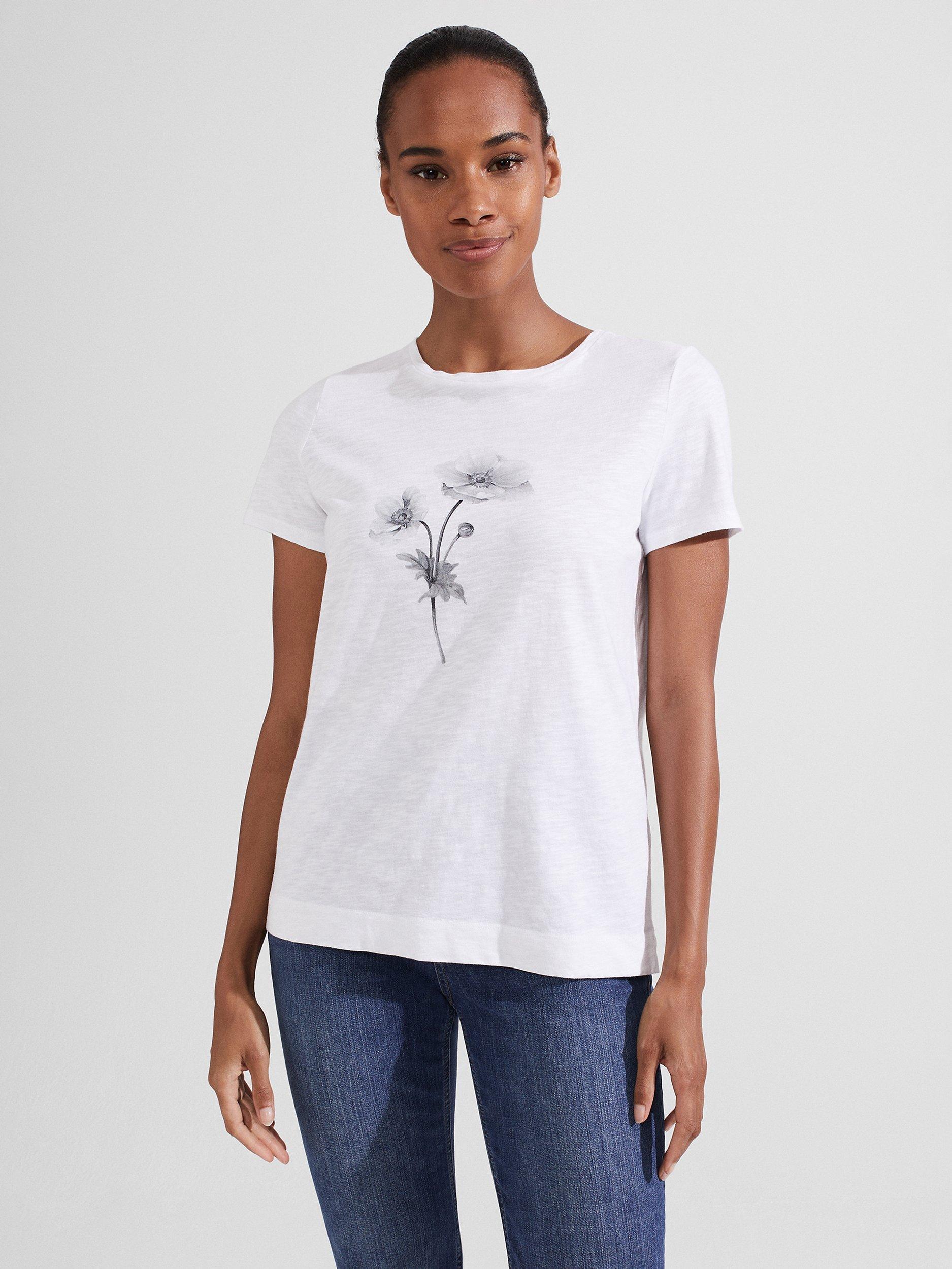 Hobbs Shelby Flower Print T-Shirt, White