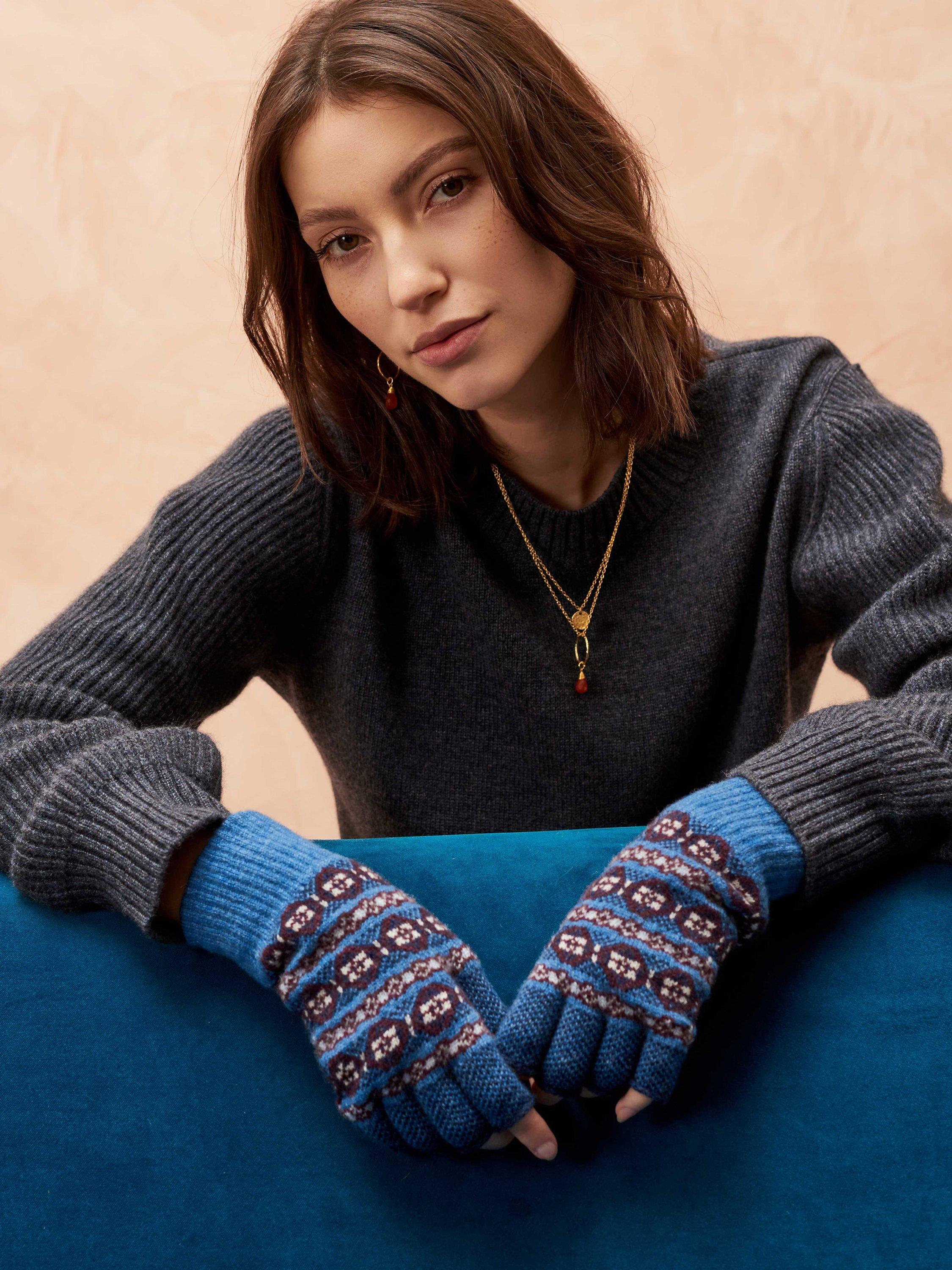 Brora Cashmere Folk Fingerless Gloves