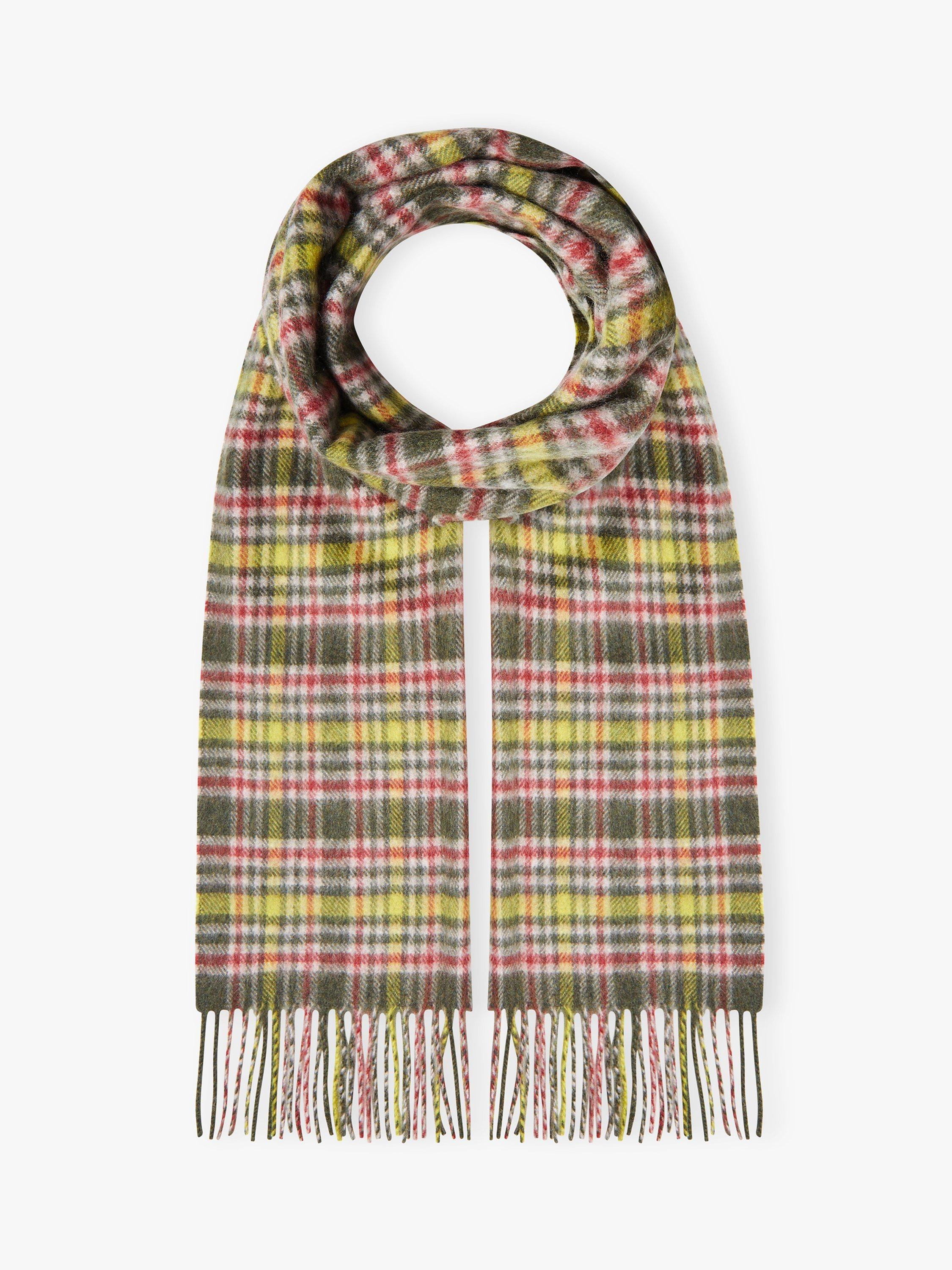 Brora Cashmere Plaid Print Scarf, Sorrel, One Size