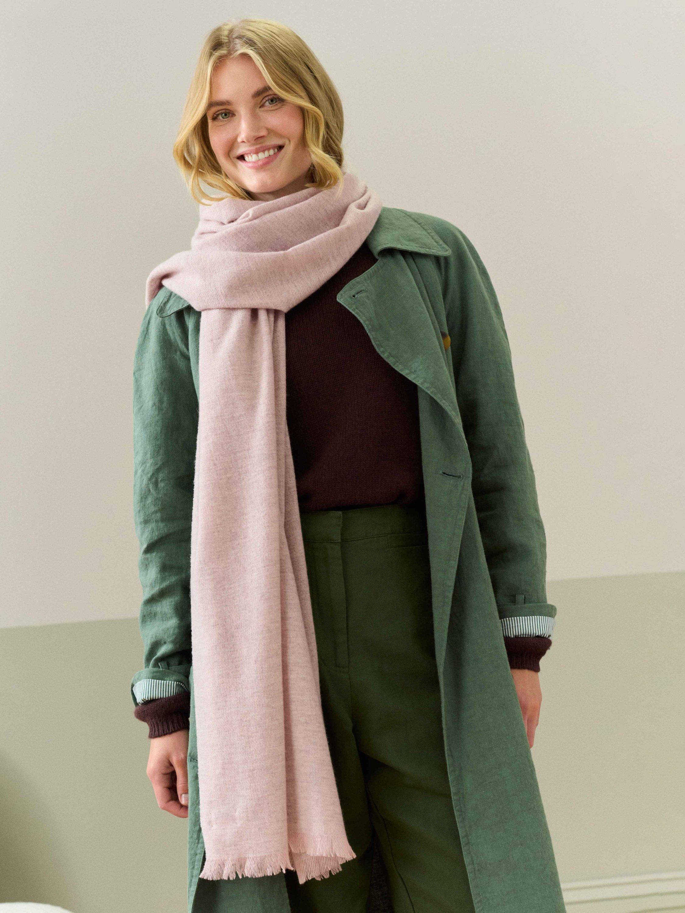 Product image 2 of 3, which shows Brora Cashmere Stole Scarf, Antique Pink, One Size