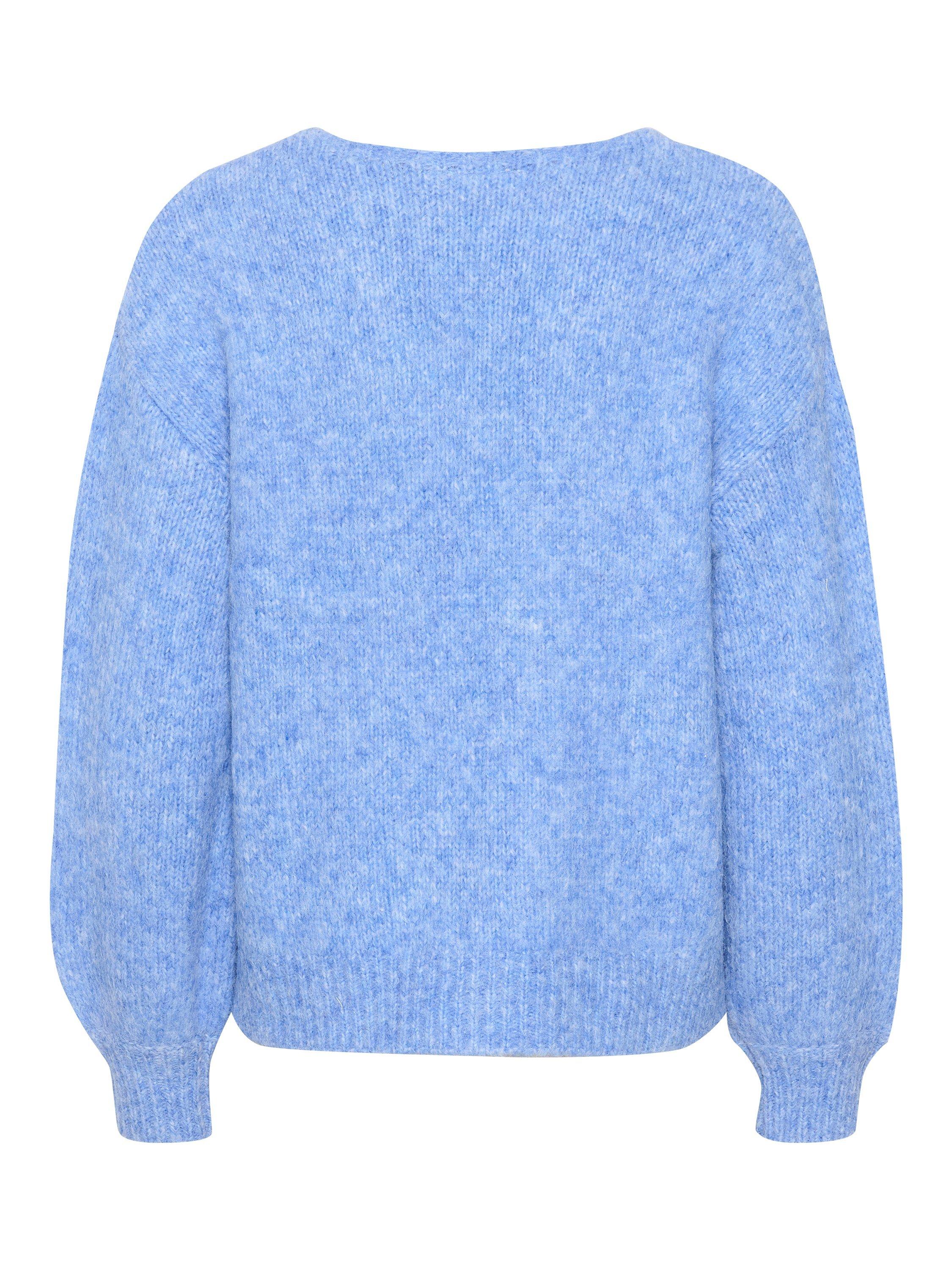 KAFFE Sarla Wool Blend V-Neck Jumper, Cornflower Blue, XS