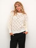 KAFFE Joanna Diamond Hole Knit Jumper, Chalk