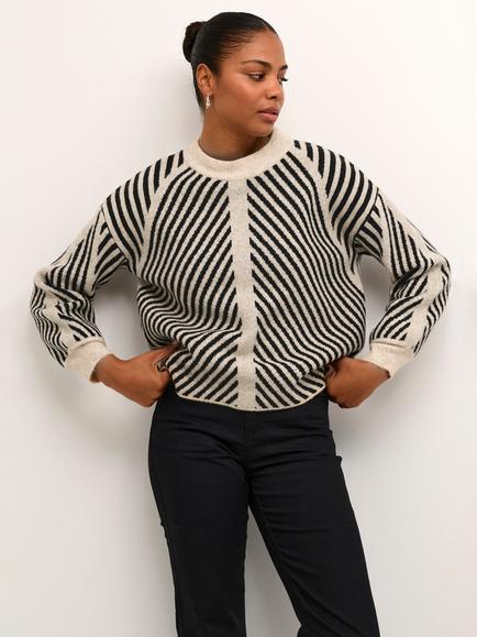 KAFFE Vera Jumper, Beige Melange/Black