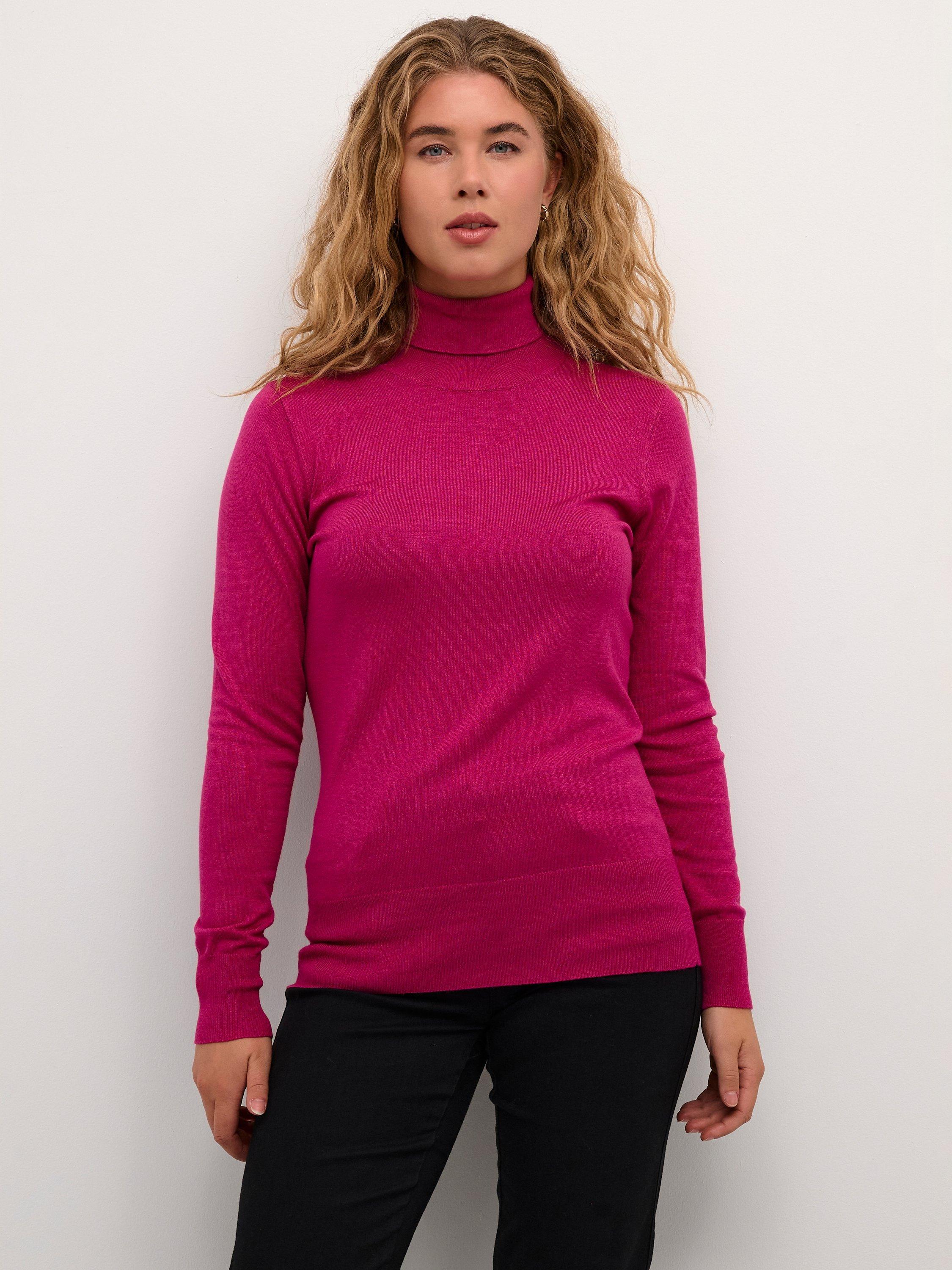 KAFFE Astrid Roll Neck Jumper, Fuchsia Red