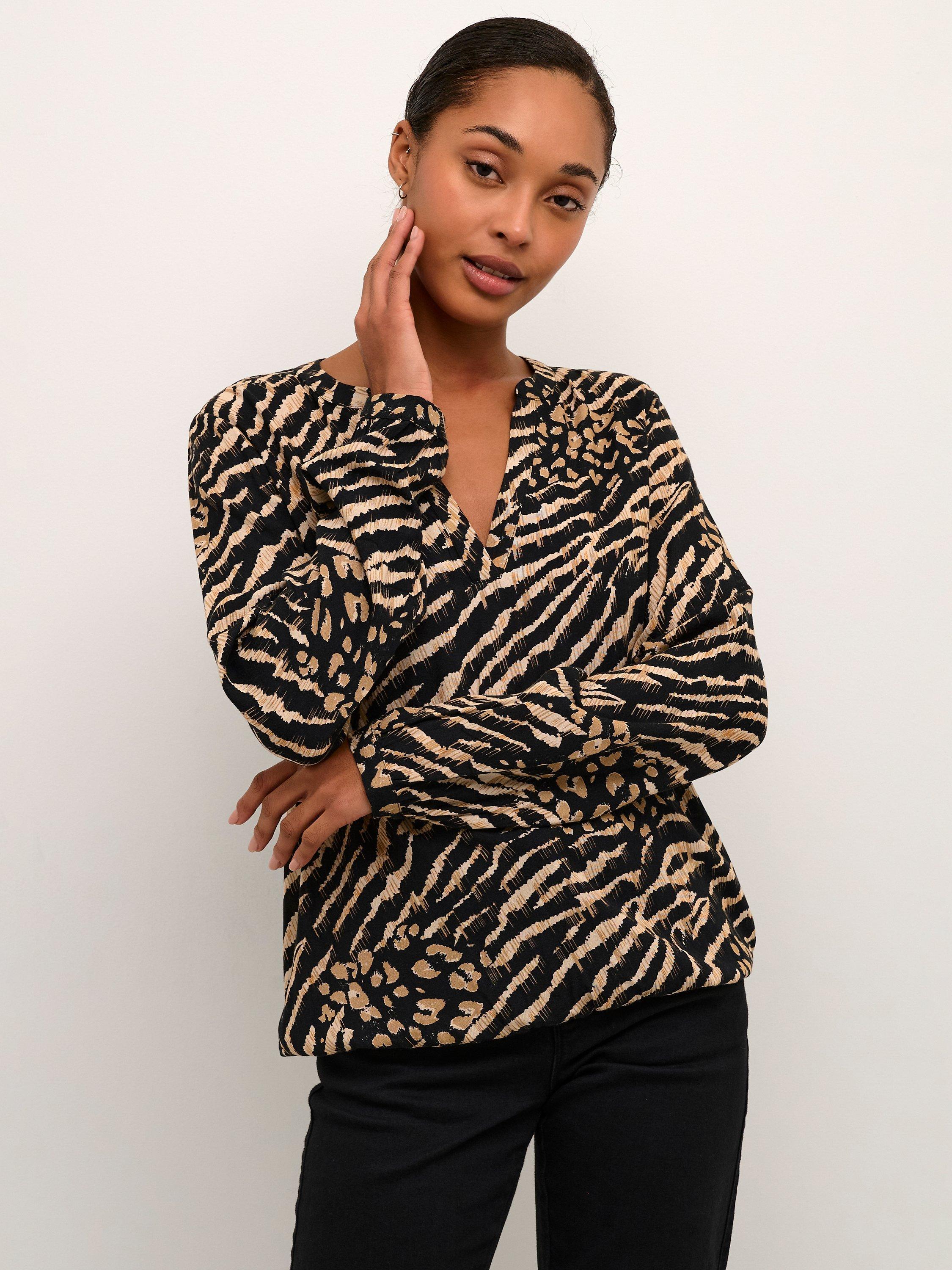 KAFFE Ditte Blouse, Black/Brown 