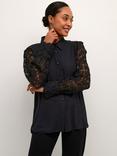 KAFFE Mille Long Sleeve Lace Shirt, Black