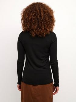 KAFFE Drew Long Sleeve Rib Knit T-Shirt - view 2, Black Deep