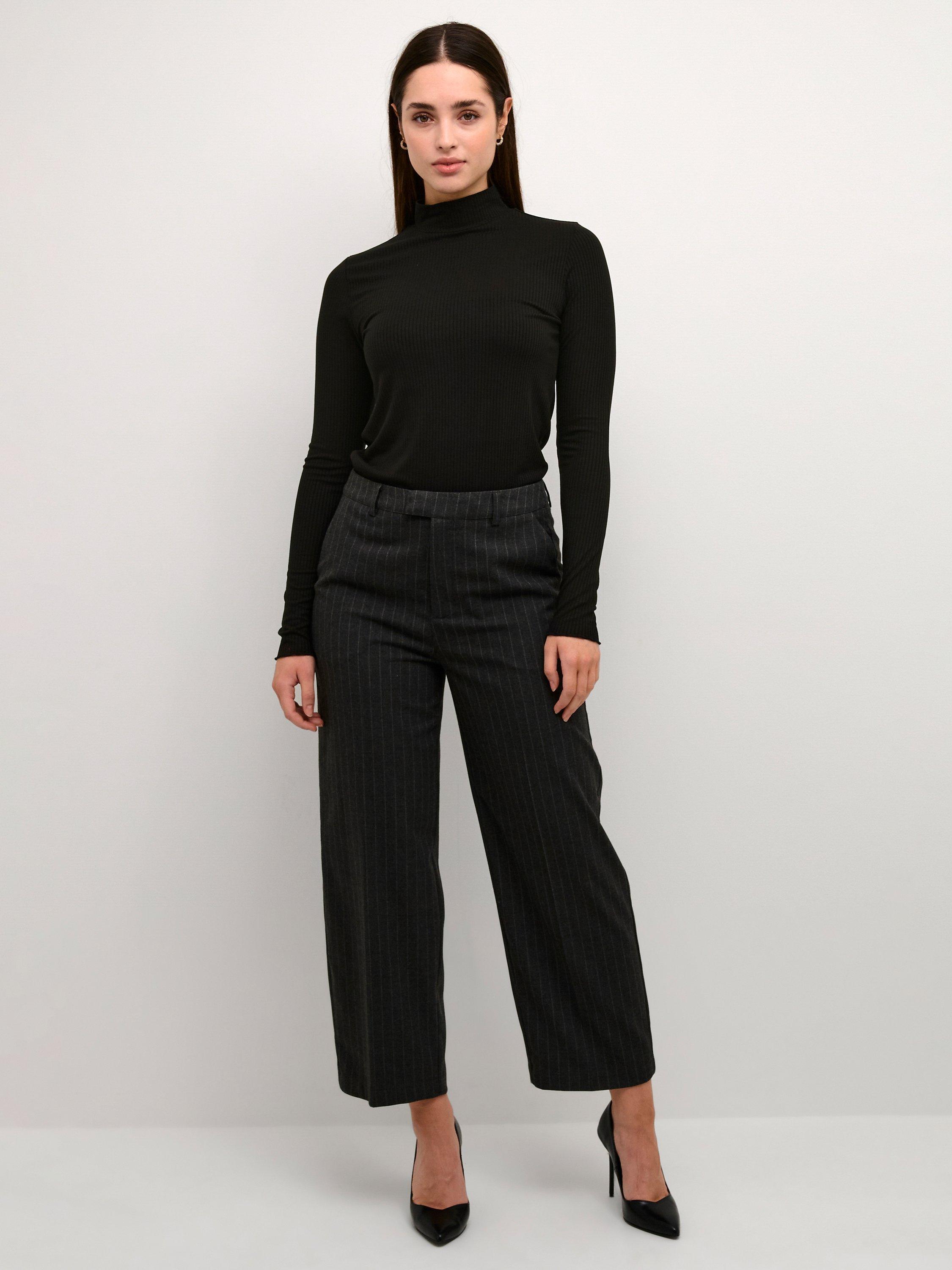 Product image 3 of 6, which shows KAFFE Drew Turtleneck Long Sleeve T-Shirt, Deep Black, S