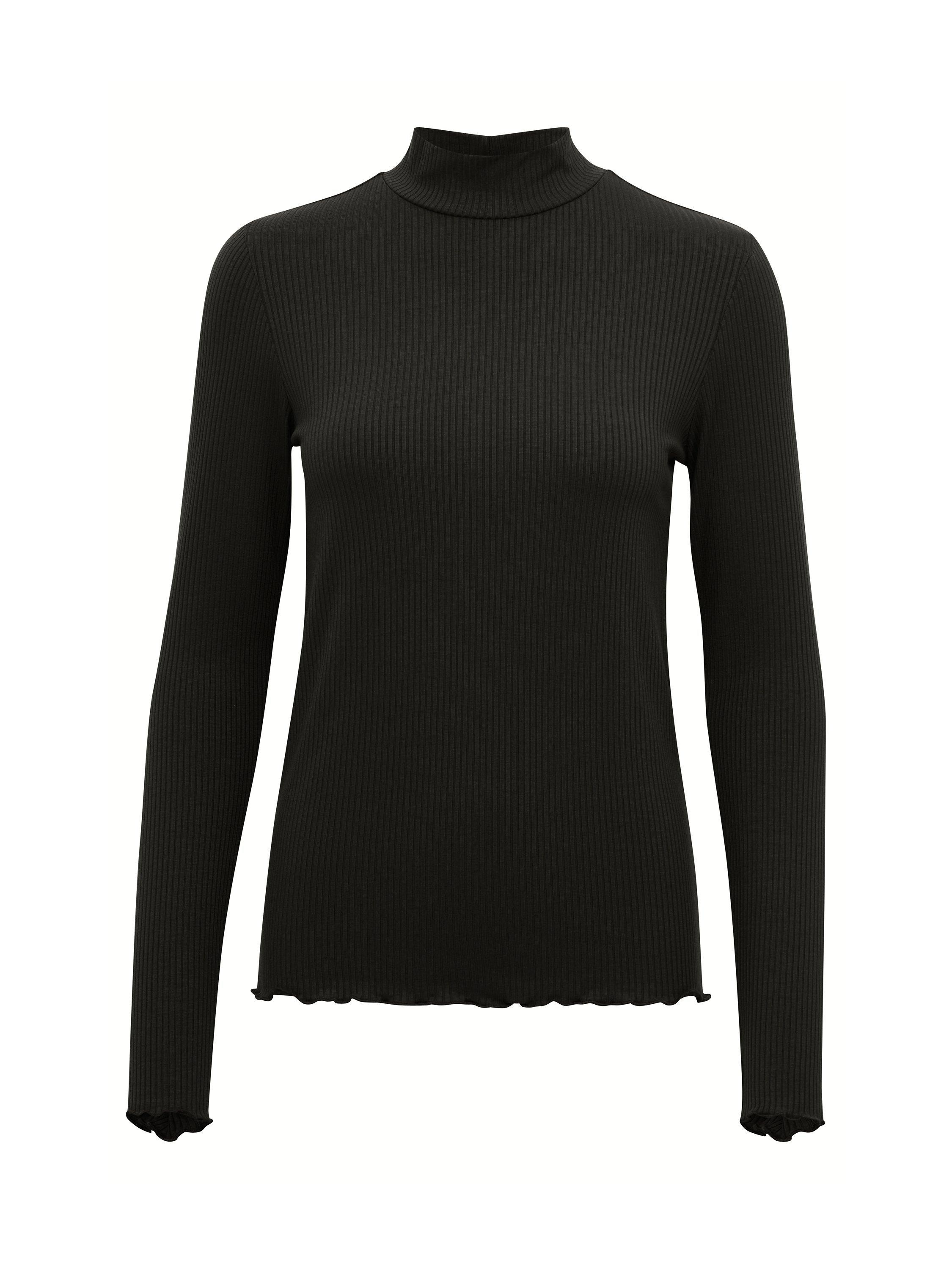 Product image 5 of 6, which shows KAFFE Drew Turtleneck Long Sleeve T-Shirt, Deep Black, S