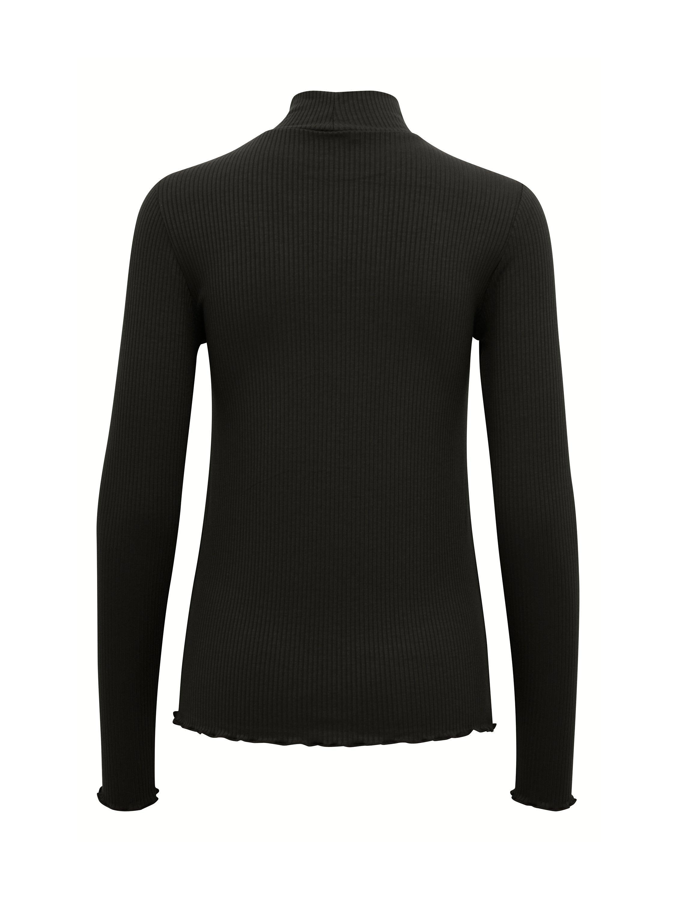 Product image 6 of 6, which shows KAFFE Drew Turtleneck Long Sleeve T-Shirt, Deep Black, S