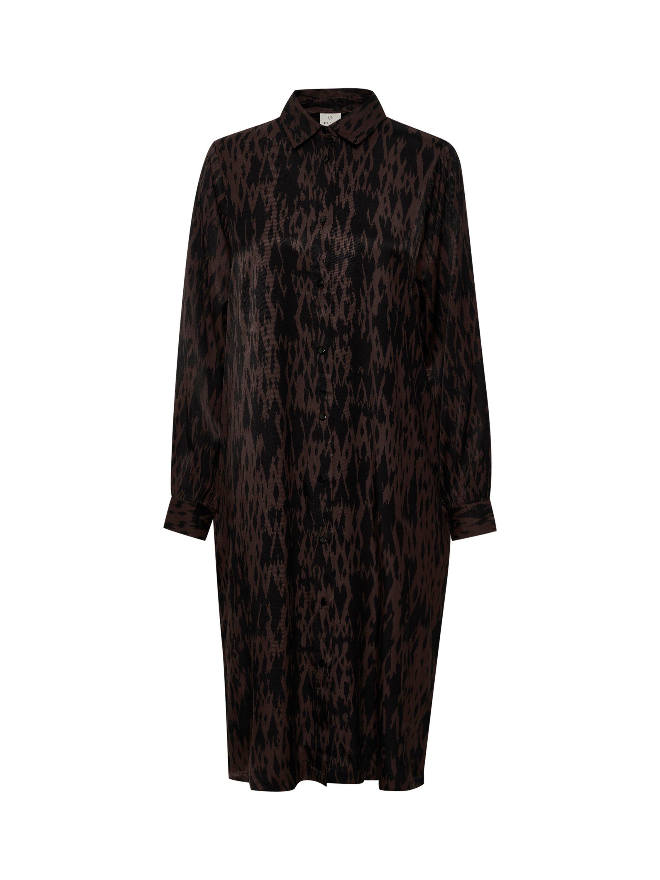 Product image 5 of 6, which shows KAFFE Ravia Knee Length Pocket Shirt Dress, Brown/Black, 8