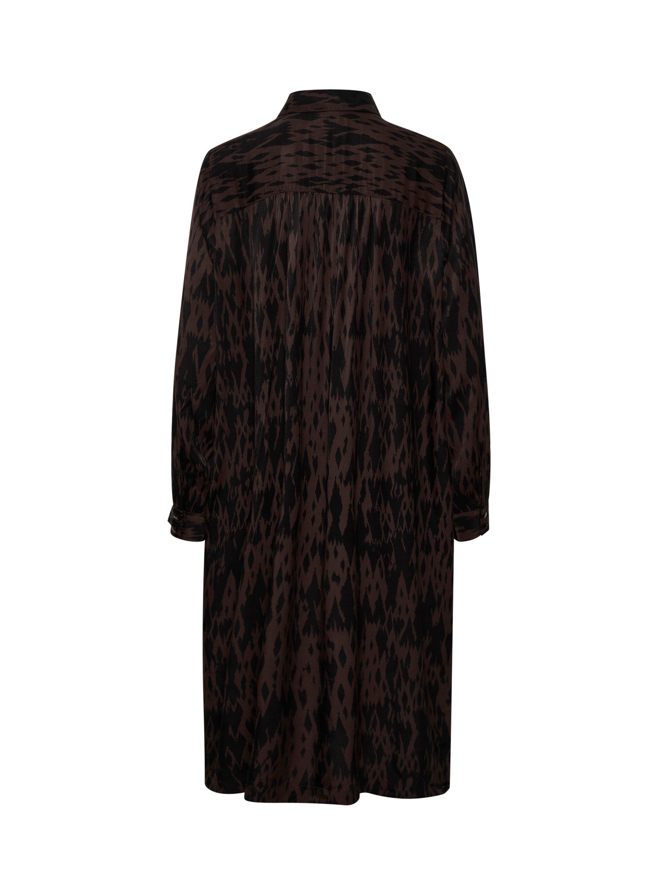 Product image 6 of 6, which shows KAFFE Ravia Knee Length Pocket Shirt Dress, Brown/Black, 8