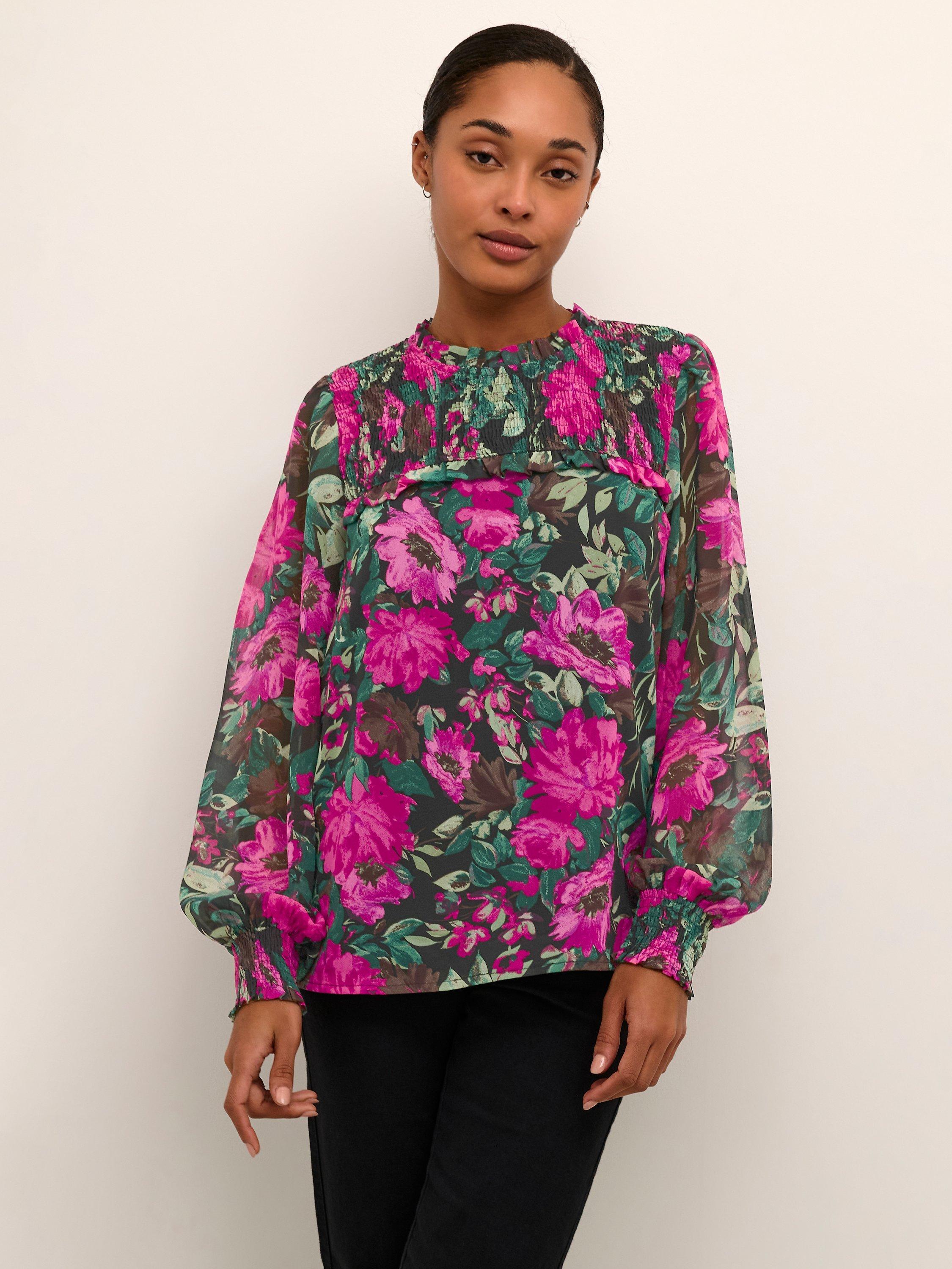 KAFFE Willa Long Sleeve Casual Fit Blouse, Multi