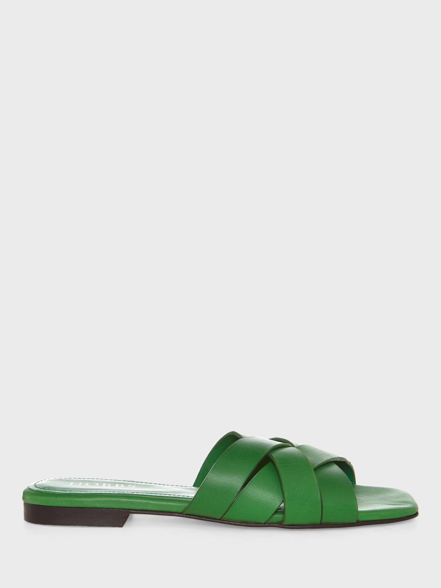 Hobbs Annie Woven Leather Slider Sandals, Fresh Green