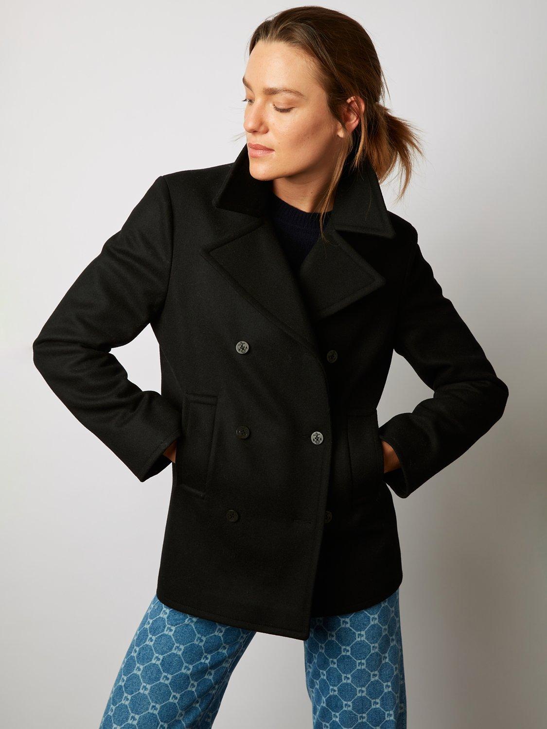 Gerard Darel Laoura Plain Double Breasted Jacket, Black