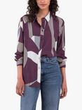 Celtic & Co. Long Sleeve Collared Shirt, Damson Geometric