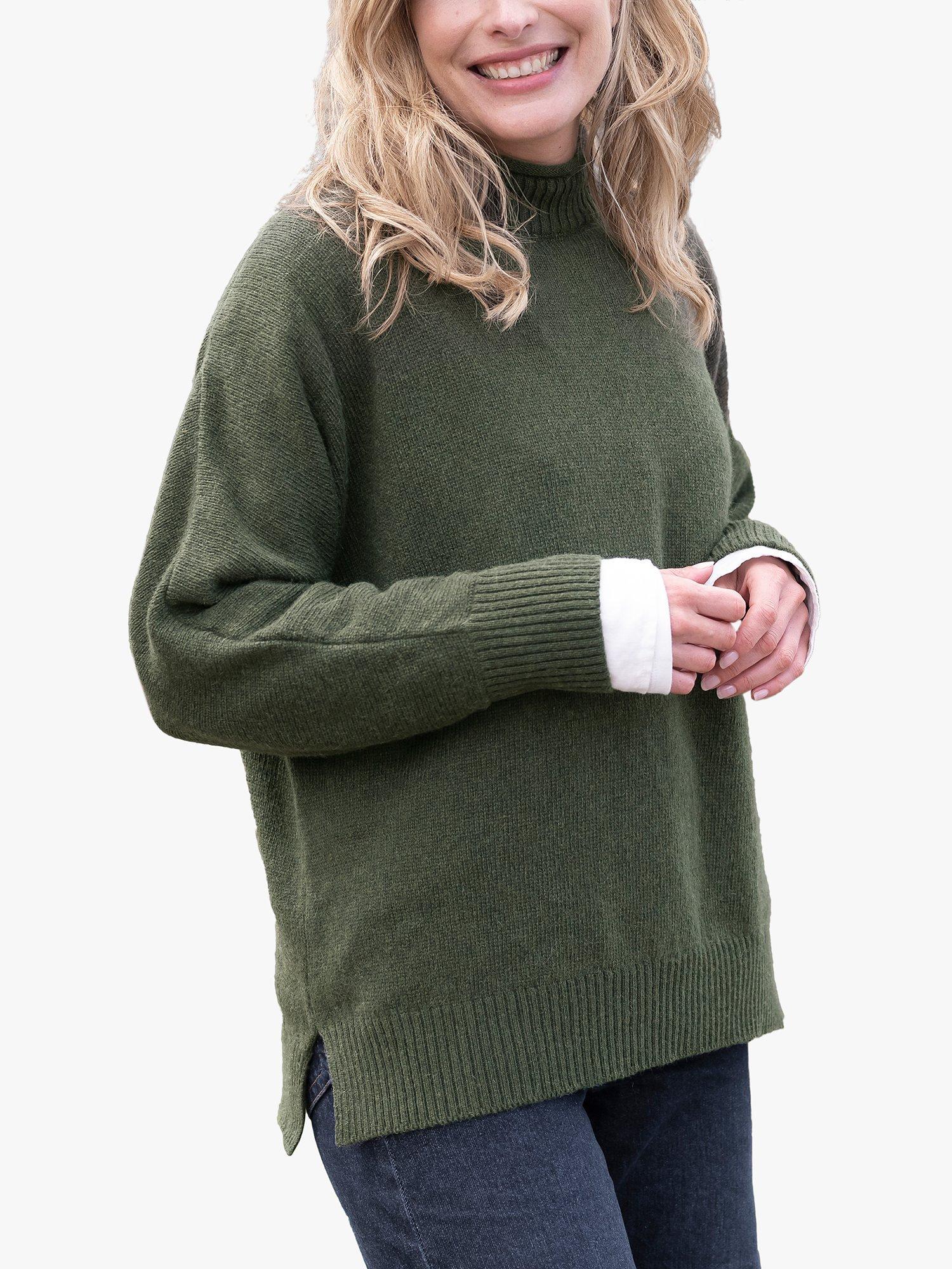 Celtic & Co. Alpaca Merino Wool Crew Neck Jumper, Olive