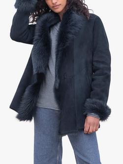 Celtic & Co. Toscana Trim Sheepskin Jacket - view 2, Dark Navy