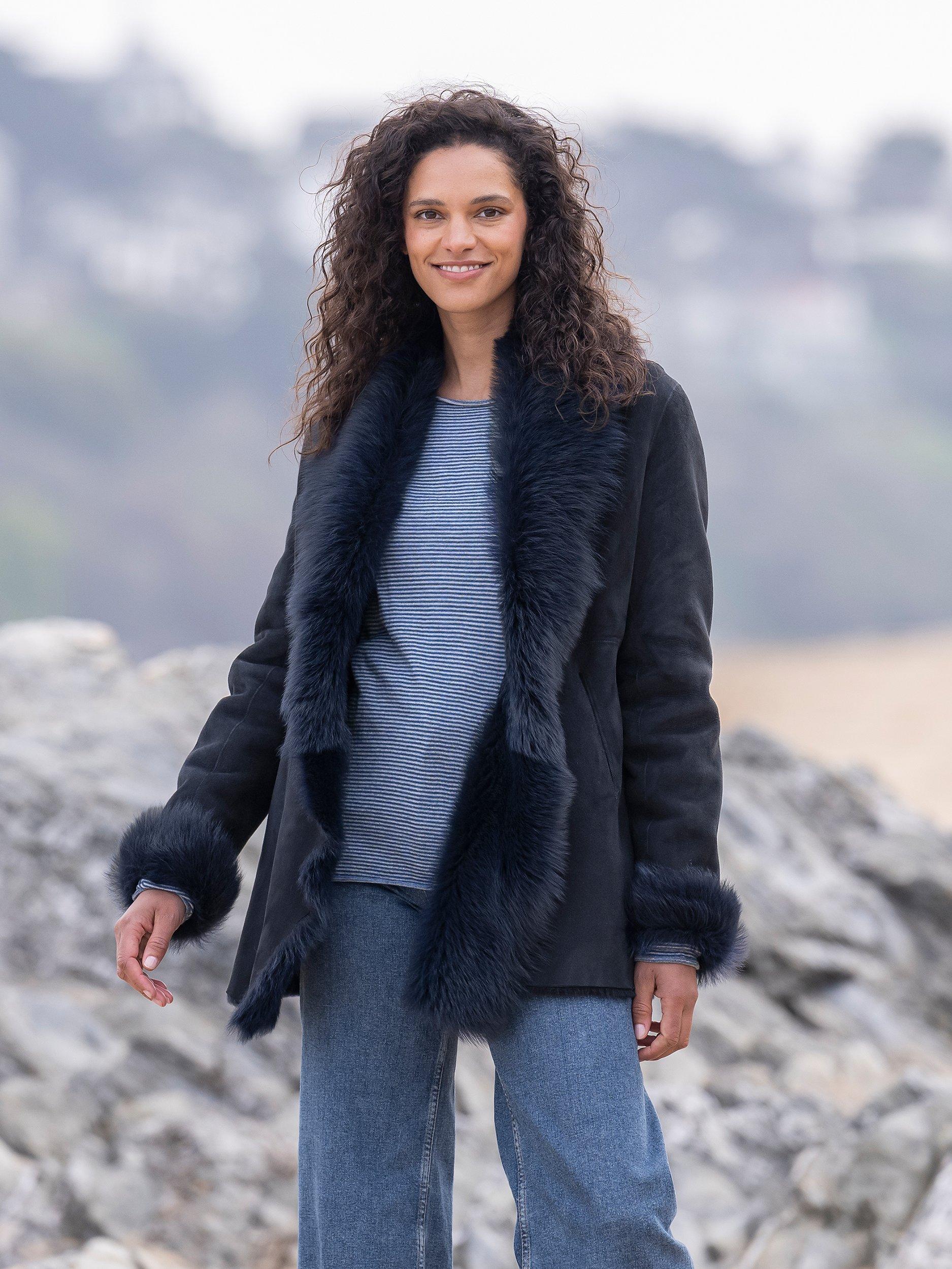 Product image 3 of 5, which shows Celtic & Co. Toscana Trim Sheepskin Jacket, Dark Navy, 8