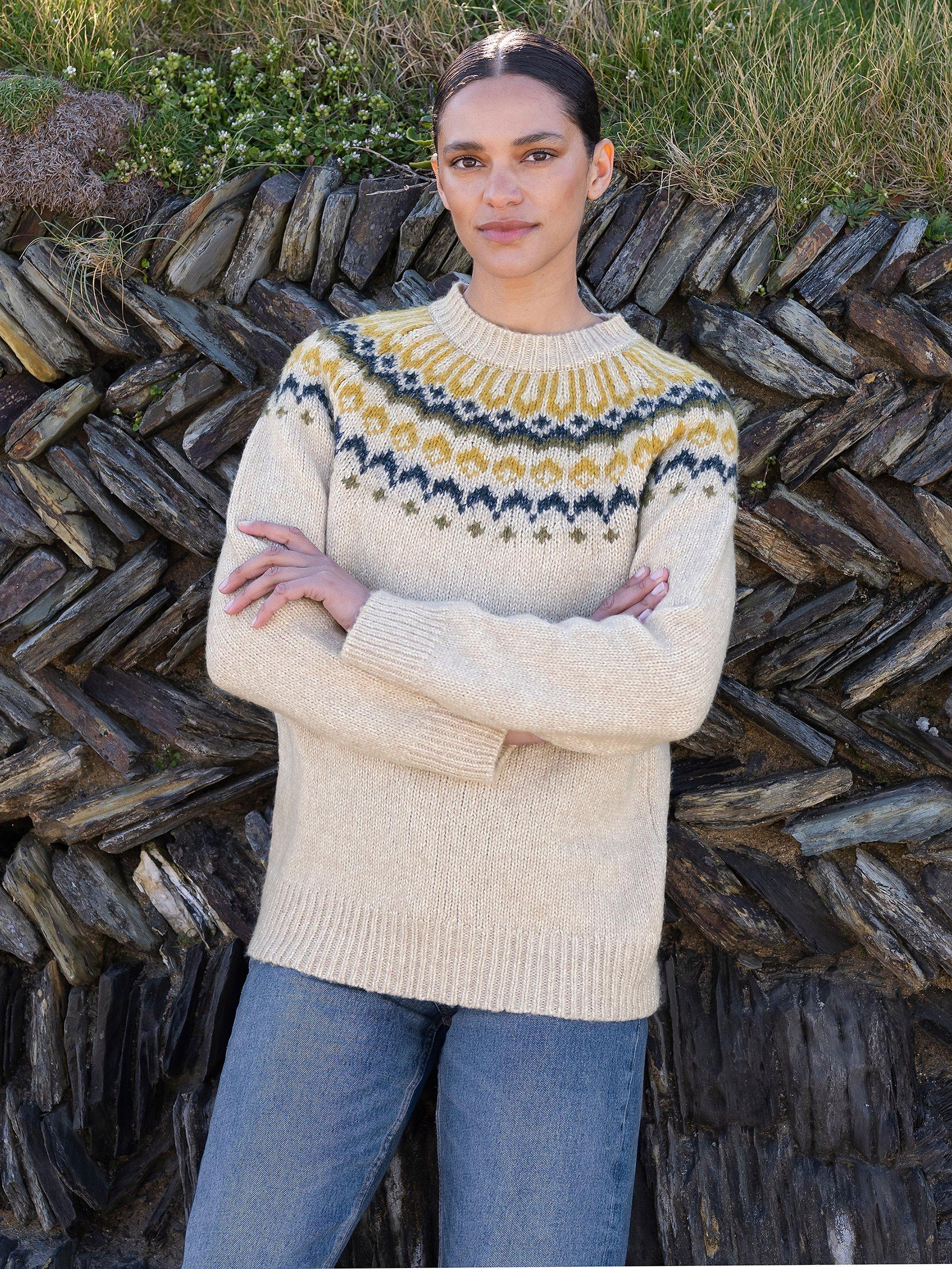 Celtic & Co. Luxe Fair Isle Cotton Blend Jumper, Oatmeal