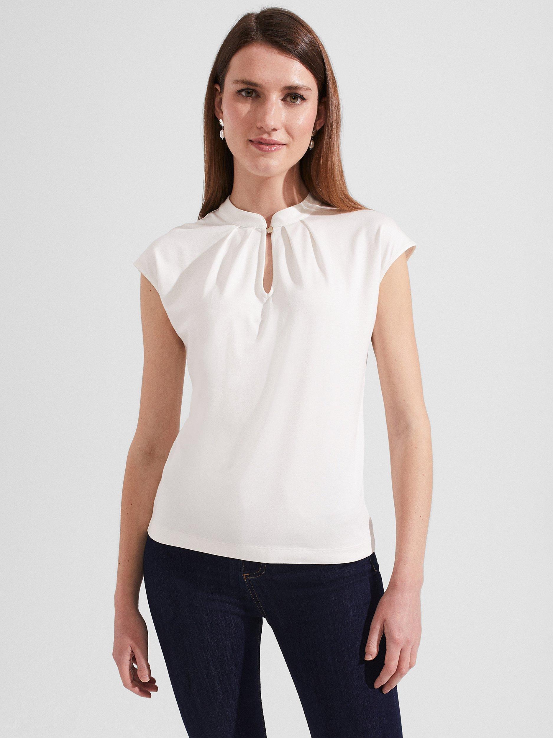 Hobbs Maeve Cap Sleeve Blouse, Ivory