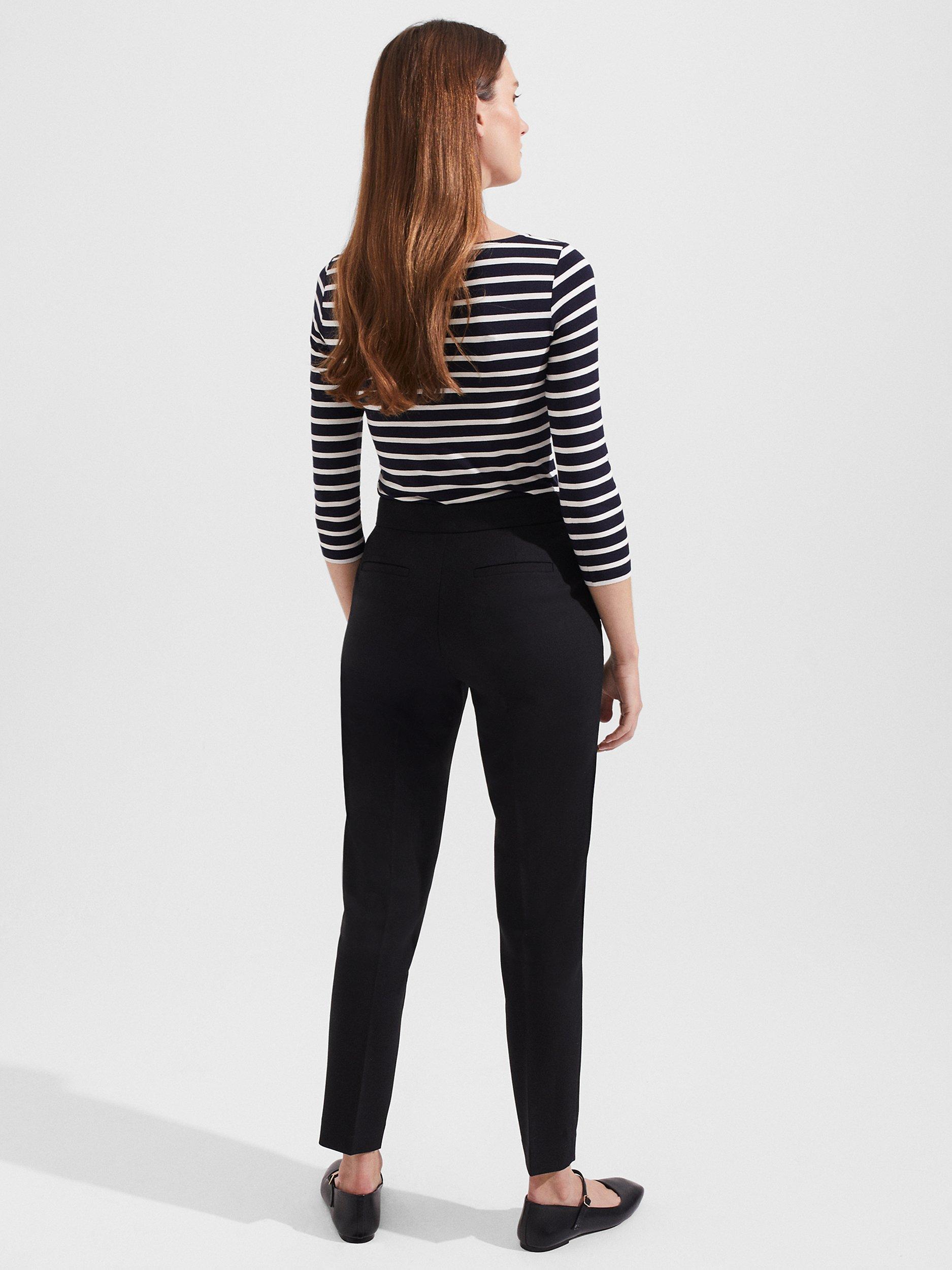 Product image 2 of 6, which shows Hobbs Gael Wool Blend Tapered Trousers, Black, 10