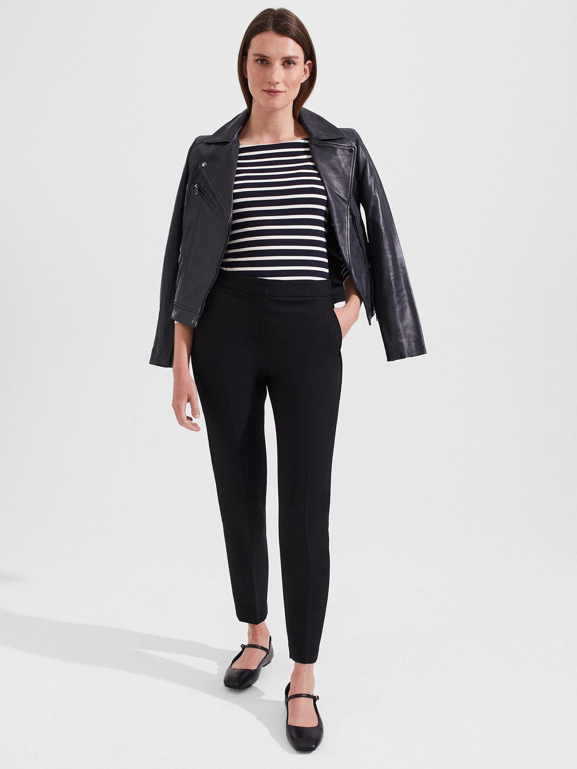 Product image 6 of 6, which shows Hobbs Gael Wool Blend Tapered Trousers, Black, 10