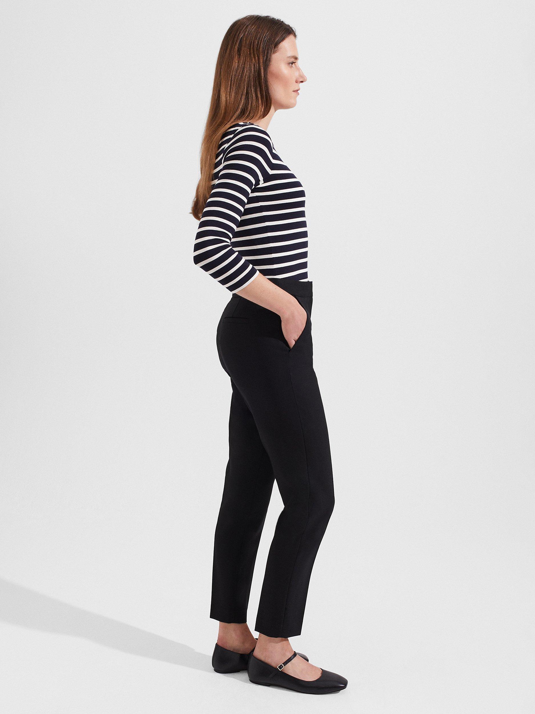 Product image 3 of 6, which shows Hobbs Gael Wool Blend Tapered Trousers, Black, 10