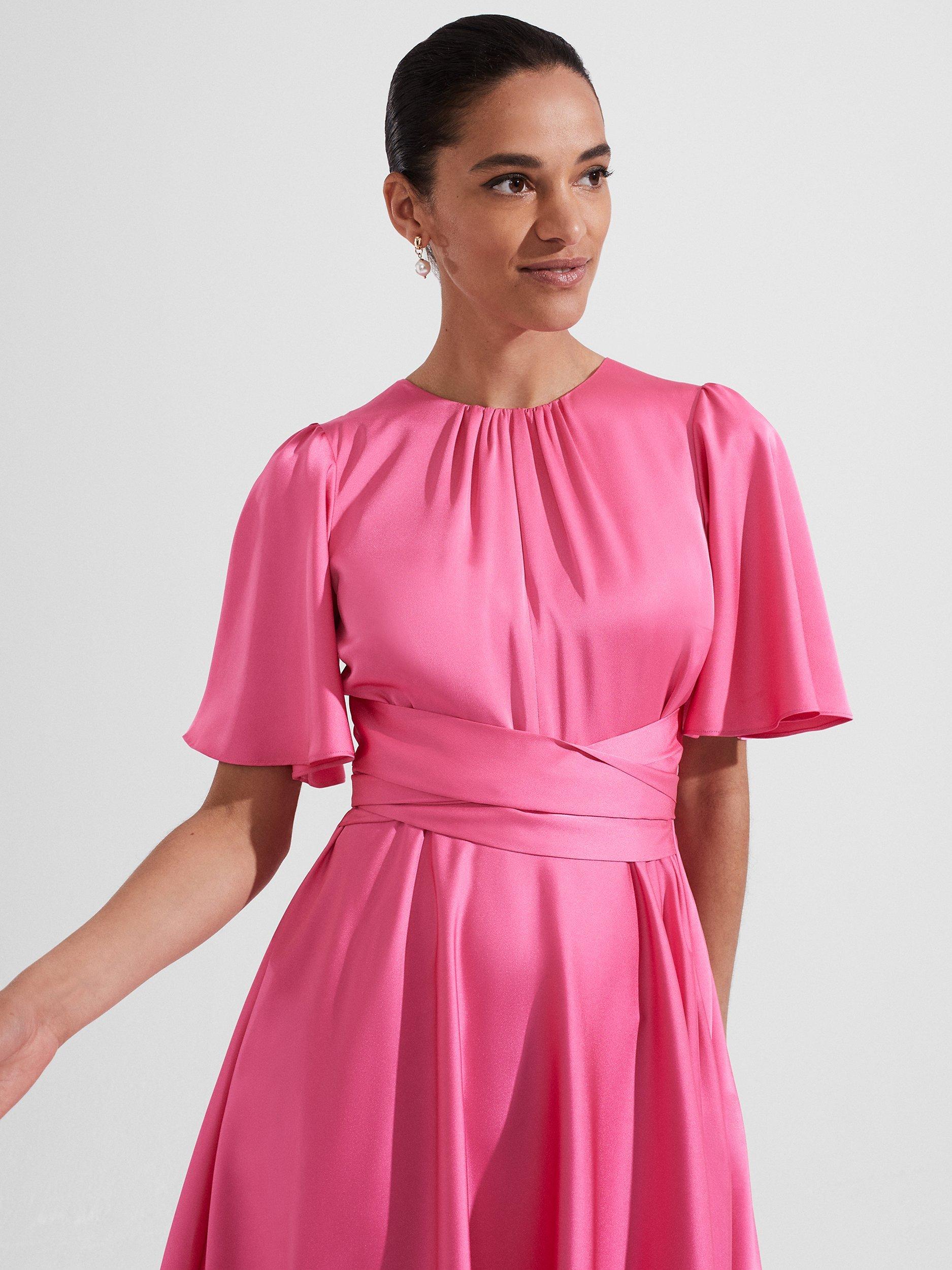 Hobbs Orelia Plain Dress, Party Pink, 6