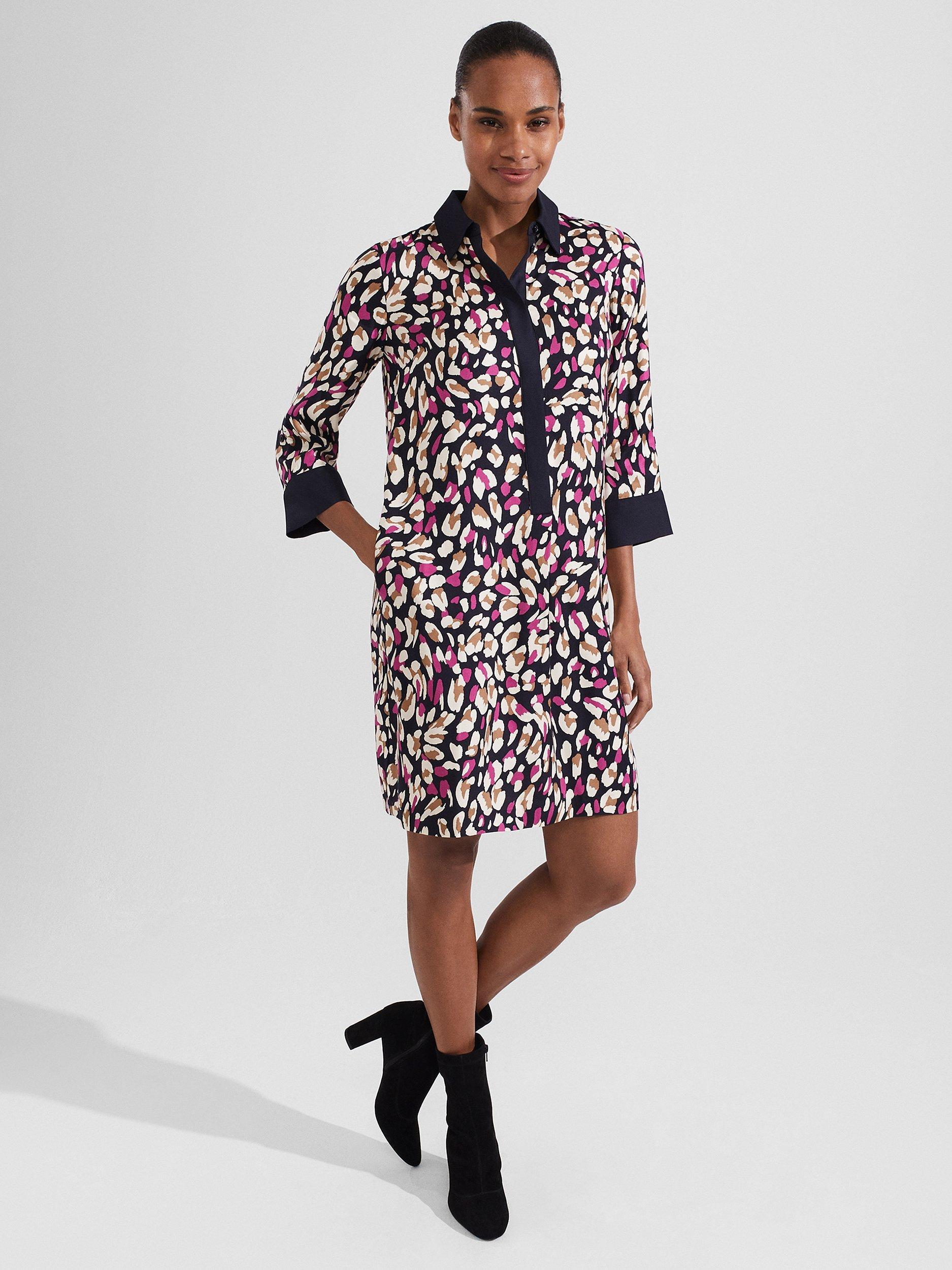 Hobbs Marci Shift Shirt Dress, Black/Multi